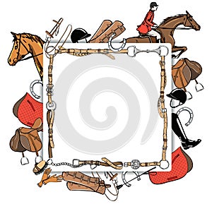 Equestrian sport horse rider style banner template. photo